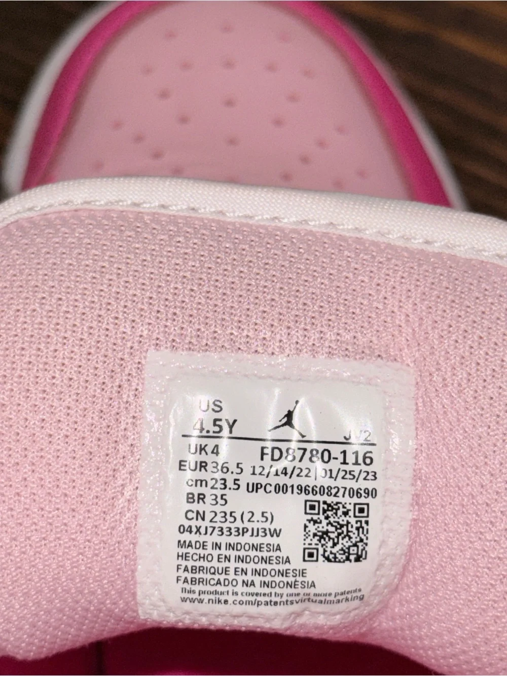 Jordan Kids High-Top Sneakers in Hot Pink and Light Pink with White